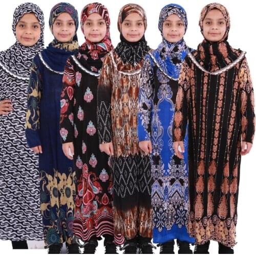 Ropa islamica kids dubai islamic abaya dresses turkish jalabiya for women prayer muslim clothing for girls maxi hijab kaftan kid