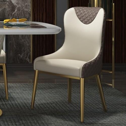 Luxury Dining Chair Post Modern Minimalist Stainless Designer Leisure Leather Chair Living Room Furniture Hotel Chair