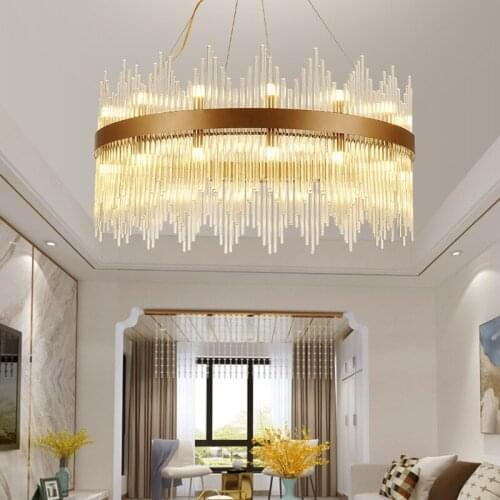 Ring glass rod LED chandelier Living room dining room bedroom study lamp Business & office Lighting fixture