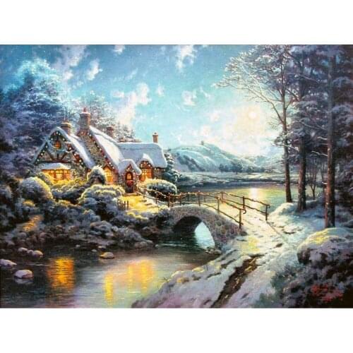T K Oil Painting- Christmas Moonlight