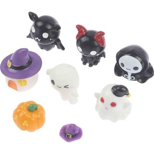 Mini Halloween Decoration Miniature Bat Pumpkin Ghost Spider Resin Scrapbooking Embellishments DIY Cabochon Flatback Decoration
