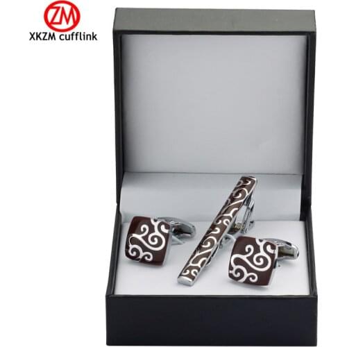 XKZM High Quality Cuff links necktie clip for tie pin for mens gift Red cloud tie bars cufflinks tie clip set Free Shipping