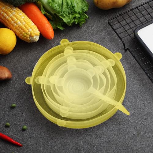 WORTHBUY 6 Pcs/Universal Silicone Lids for Cookware Bowl Set Food Silicone Cover Pot Reusable Stretch Lids Kitchen Accessories