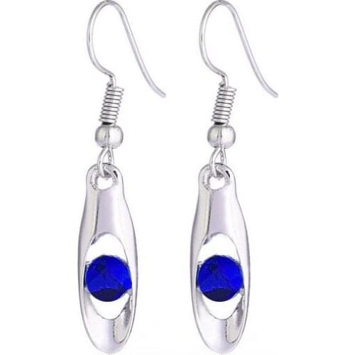 QiLeSen Fine jewelry 925 sterling silver suitable for ladies wedding earrings, I am a singer blue color earrings YW122