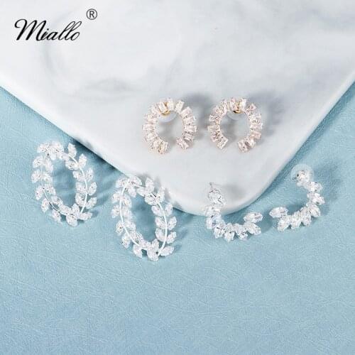 Miallo Fashion Cubic Zirconia Stud Earrings for Women Accessories Wedding Silver Color Earings 2020 Party Prom Jewelry Gifts