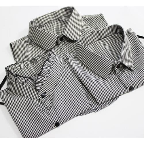 Women Cotton Plaid Fake Collar for Mens Detachable Collars Nep Kraagje Cravats Necktie Half Shirt Blouse Tops False Collar