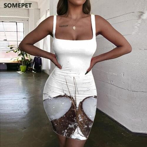 SOMEPET Fruit Dresses Women Water 3d Print Painting Bodycon Dress Creativity Ladies Dresses Womens Clothing Mini Evening New
