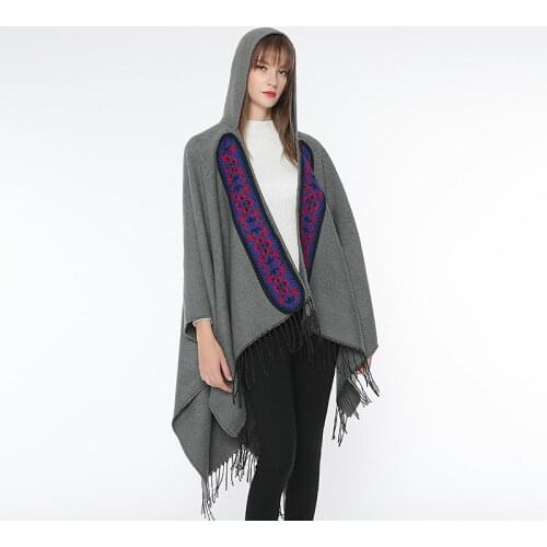 Oversize Winter Fashion Women Knitted Poncho Tassel Thick Sweaters Cardigan Casual Scarf Batwing Sleeve Jumper Poncho And Capes