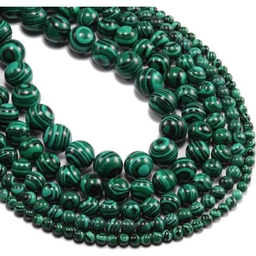 1strand/lot 4 6 8 10 12 mm Synthetic Stone Green Malachite Round Loose Spacer Beads For Jewelry Making DIY Bracelet Wholesale
