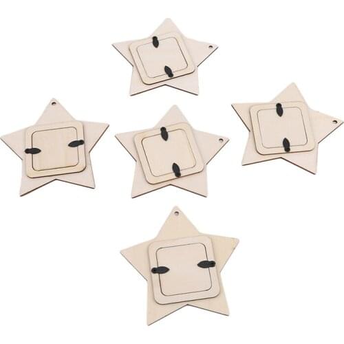 10pcs/set Laser Cut Wood Five-pointed Star Embellishment Wooden Shape Craft Wedding Decor