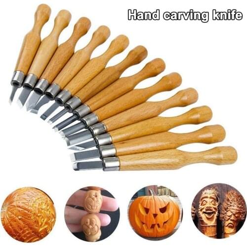 12pcs/set Wood Handle Wood Carving Chisel Scalpel Tools Set Cutter Wood Carving Knife Set Hand Tool Kit LBS