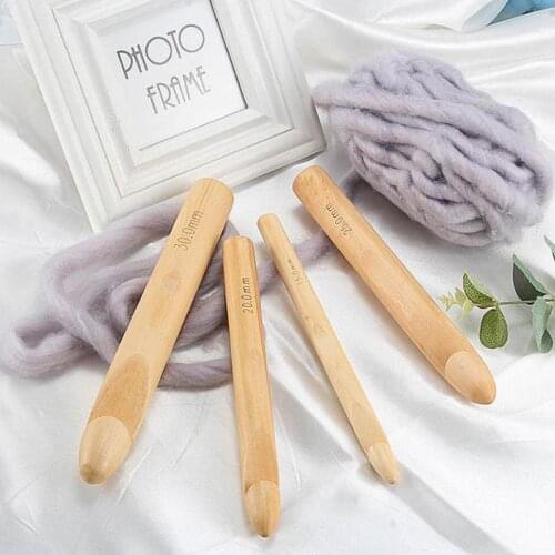 15/20/25/30mm Wood Crochet Hook Set DIY Knitting Needles Handle Home Knitting Weave Yarn Sewing Household Knitting Tools