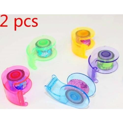 2 Pcs Tape Dispenser Gold Powder Glitter Handmade Cutting Tape Seat Decorative Stickers with Tape Machine Paper Holder Office