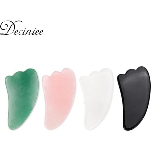 4Colors Natural Jade Gua sha Stone Rose Quartz Guasha Scrapers Board Green Jade Plate Face Massager Tool For Face Neck Back Body