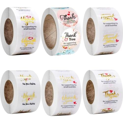 500PCS Clear Gold Thank You for Your Order Supporting My Samll Business Stickers Transparent Seal Labels Decor Shop Mail Package