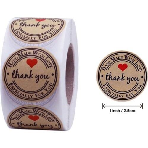 5000pcs/pack kraft paper thank you with love stickers scrapbooking for envelope package seal labels sticker stationery handmade