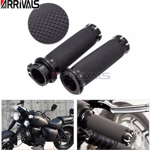 1"25mm CNC Aluminum Rubber Handlebar Grips Handle Bar Grips For Harley Sportster Touring Dyna Softail Custom