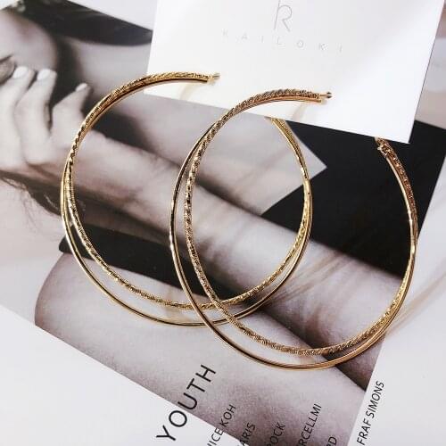 Winter Big Huge Circle Hoop Earrings For Women Hyperbole Earrings Large Round Earrings Ring Earring Jewelry Gift