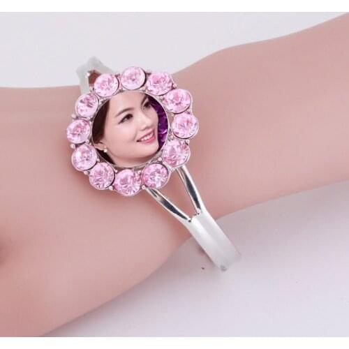 Button bracelet for dye sublimation fashion bracelets with round zircon thermal transfer printing jewelry customized consumables