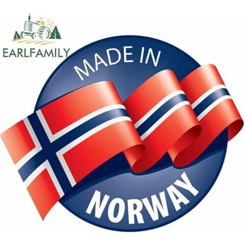 EARLFAMILY 13cm x 10.6cm For Norway Flag Laptop Decals DIY Car Stickers 3D Funny Scratch-Proof Anime Sunscreen Decoration