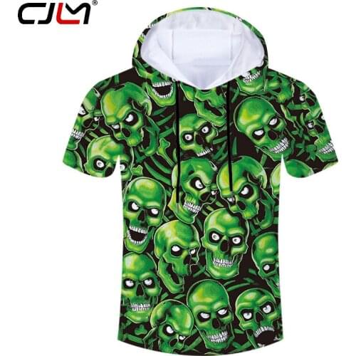CJLM Polyester Hooded Tshirt Man Hip Hop Green Skulls Tee Shirt 3D Printed Punk Rock Chinese Style Free Shipping T-shirt