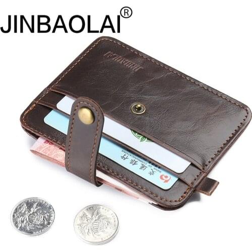 JINBAOLAI Mens Wallet PU Fashion Short Card Bag Coin Purse Retro Bag Type Credit Card Bag Small card holder Men Slim Wallet