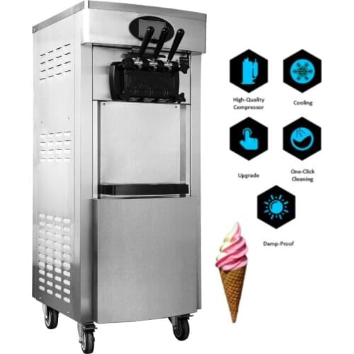 Commercial Ice Cream Maker Stainless Steel Vertical Soft Ice Cream Machine Double Compressor Ice Cream Vending Machine 2200W
