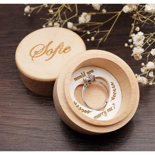 Proposal Ring Box,Personalized Name Wooden Ring Box,Engagement Ring Bearer Box,Custom Ring Box,Gift for Her
