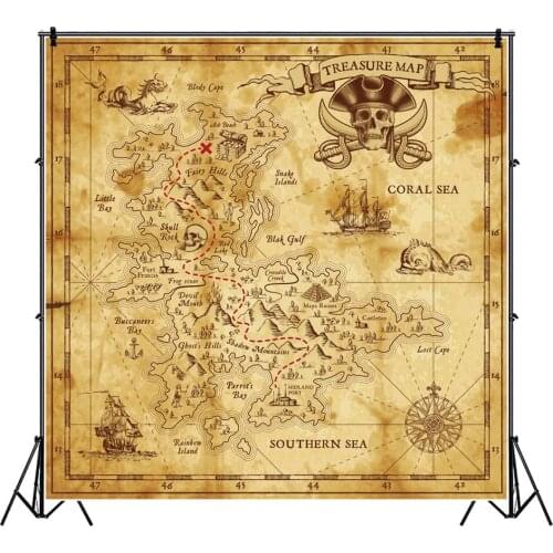 Laeacco Old Map Pirate Navigation Portrait Birthday Party Photography Backdrops Photo Backgrounds Photocall Photo Studio Props