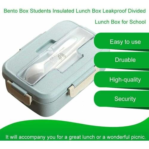 Wheat Straw Microwave Lunch Box Dinnerware with Spoon Chopsticks Food Storage Container Kids School Office Bento Box