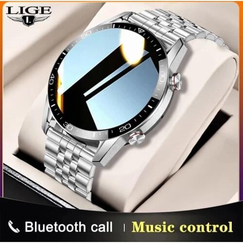 LIGE Smart Watch Men Bluetooth Call Custom Dial Full Touch Screen Waterproof Smartwatch For Android IOS Sports Fitness Tracker