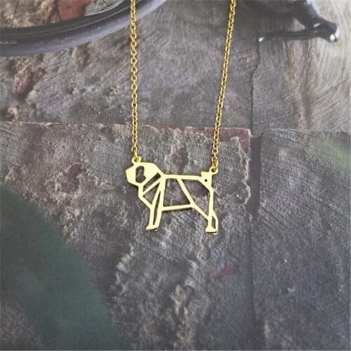 Fashion cute Origami Pug dog Pendant Choker Necklace for women girls delicate Christmas gift Jewelry