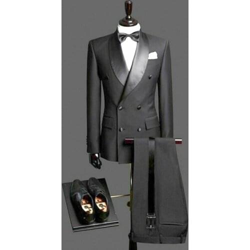 Mens Double-breasted Wedding Groom Tuxedos Prom Formal Dinner Shawl Lapel Suits