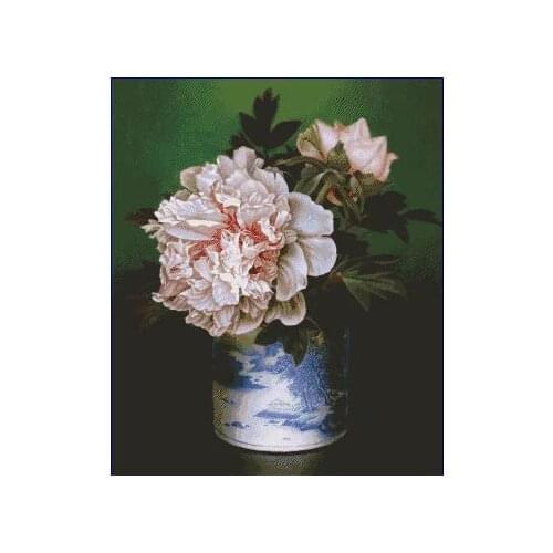 Mixed Stitch Peony vase Top Quality Embroidery Needlework 14CT Unprinted Cross Stitch Kits DIY Art Handmade Home Decor