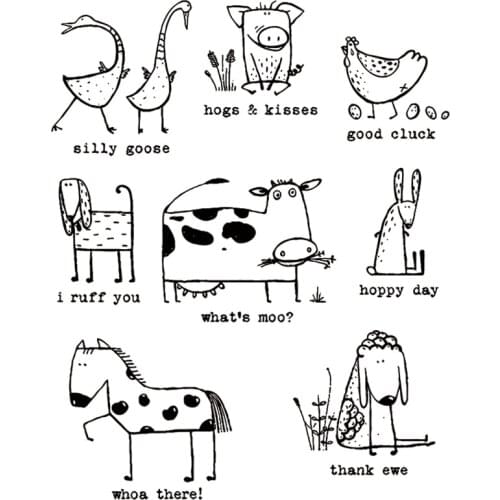 2021 New Animals Cow Words Clear Stamps Set Goose Pig and Dog Scrapbooking For Crafts Greeting Card Making no Metal Cutting Dies