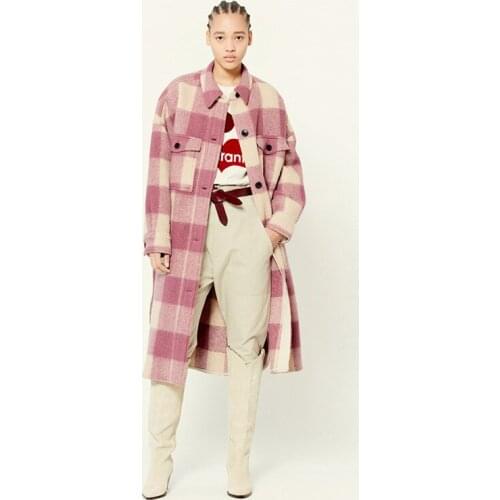 2021 French Early Autumn Clothing New Classic Plaid Mid-length Coat Loose Long-sleeved Wool-blend Woolen Coat