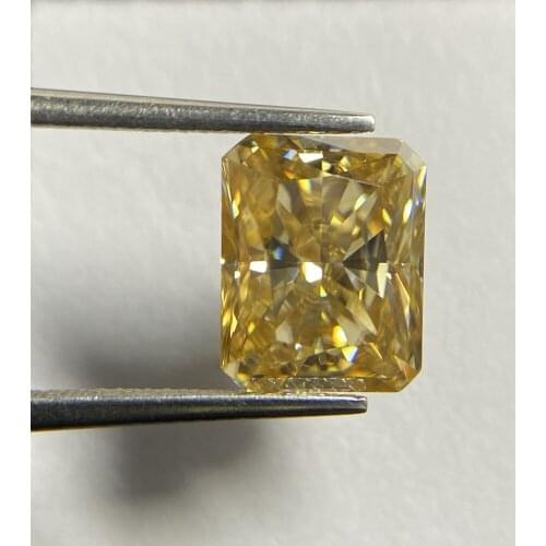 New Color Fancy Diamond 10X12mm Radiant Cut Dark Yellow Moissanite 8 Carat Loose Gemstone for jewelry