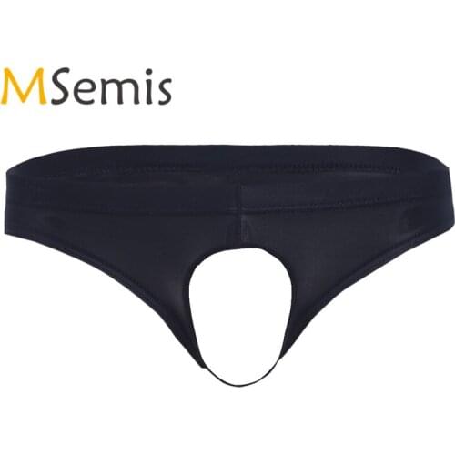 Swimwear Mens Underwear Bikini Thong Swim Briefs Underwear with Penis Hole Low Rise Male Ice Silk Bikini Thongs Panties