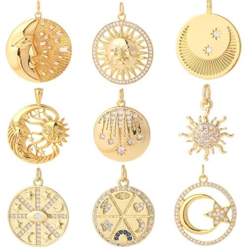 Sun Pendant Charms for Jewelry Making Moon Star Butterfly Jewelry Charms Diy Earrings Necklace Bracelet Make Gold Copper Zircon