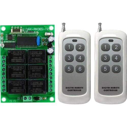 433 MHz DC 12V 6 CH Channels RF Wireless Remote Control Switch Remote Control System receiver transmitter 6CH Relay Controller