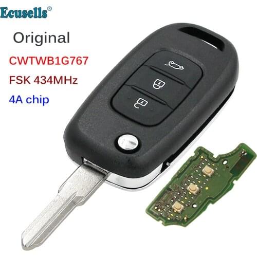 3 Buttons Flip Remote Key 433MHz PCF7961 4A Chip for Renault Kadjar Captur Megane 3 Symbol 2013-2017 CWTWB1G767 VAC102