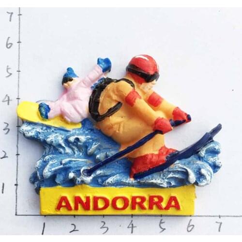 QIQIPP Ski resort Andorra tourist souvenirs tile refrigerator stick creative collection decoration hand salute