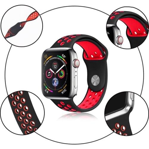 New Breathable Silicone Sports Band for Apple Watch 4 3 2 1 42MM 38MM rubber strap bands for Nike watch 4 3 40mm 44mm