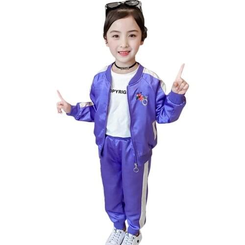 Teen Girls Sport Clothing Jacket + Pants Tracksuits For Girls Appliques Girl Set Teenage Childrens Tracksuits 6 8 10 12 14