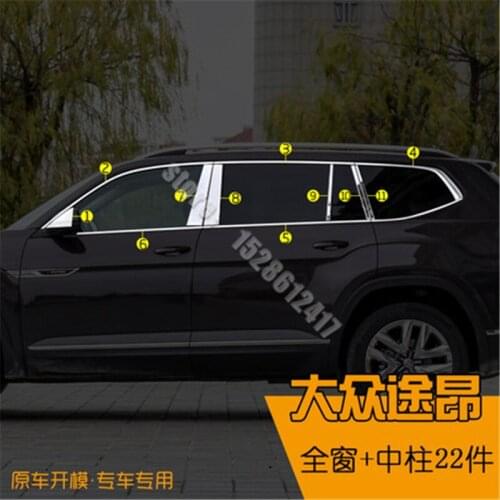 Car Styling Stainless Steel Door Window Trims window trim cover for 2017-2020 Volkswagen Teramont/Atlas