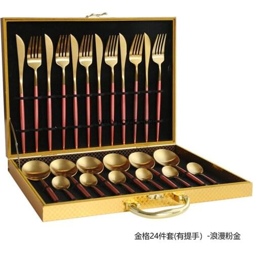 304 Stainless Steel Tableware Portuguese Steak Knife Fork Spoon Coffee Spoon Creative Gift 24-Piece Set