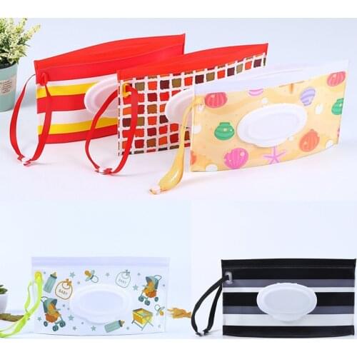 Cartoon Print Baby Wet Wipes Bag Reusable Wet Wipes Cover Container For Wet Wipes Baby Skin Care Travel Wipes Bag