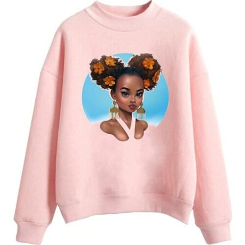 SUNOWE Melanin Poppin Pink Hoodies Women Clothing Beautiful Black Girl Print Sweatshirt Women Sweat Femme 2021 tops