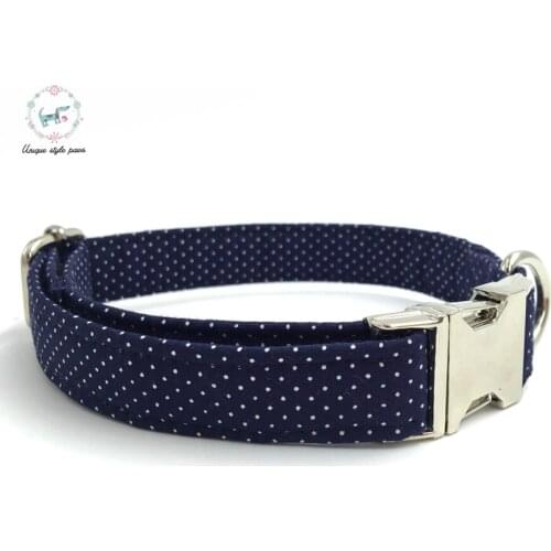 Dark Blue Dot Dog Collar Personal Custom Pet Puppy Designer Product Dog &Cat Necklace XS-XL