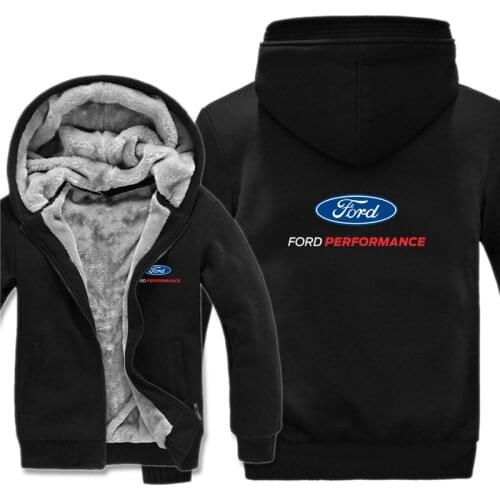 Winter Ford Performance Logo Hoodies Men Fashion Coat Wool Jacket Man Sweatshirts Warm Hoody Long Sleeve Coat